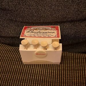Budweiser White Tee Caddy with Red Logo and Label